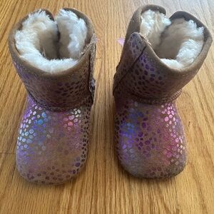 UGG Kids Jesse bow II Boots with Pink and Purple Sparkle